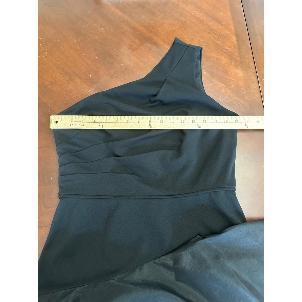 Aidan Mattox Adrianna Papell Black One Shoulder Tiered Ruffle Gown Dress 10 - Picture 6 of 10